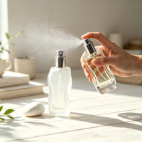 Flacon de parfum cylindrique au design unique, 100 ml, flacon de parfum en verre transparent facetté avec logo personnalisable de luxe et boîte