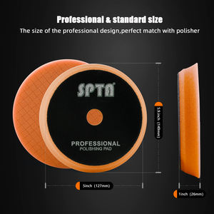 SPTA Tampon de polissage en mousse orange T40 de 5 à 6 pouces à coupe moyenne pour polisseuse de voiture DA/RO pour éliminer les rayures de 2000 grains #   Marques de disques abrasifs - Product Image 2