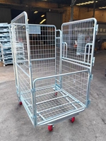 Chariot de stockage pliable en U à 3 côtés ouverts, taille personnalisée, pour supermarché, chariot logistique emboîtable en forme de U