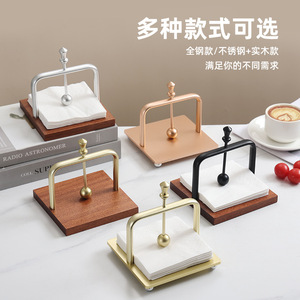 Sapele Wood Napkin Holder With Metal Frame Square Design For Coffee Shop Beverage Service Zone - Product Image 3