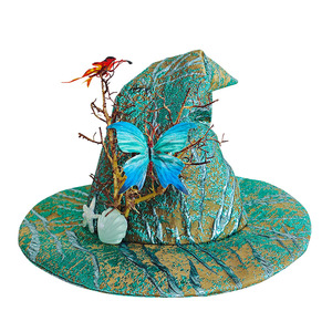 Sombrero de Bruja Mariposa Luling Yaoyao, Talla Única, Verde, Accesorio de Cosplay Mágico, Sombrero para Fiesta de Halloween, Estilo Retro Europeo Americano - Product Image 4