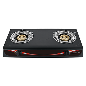 Cuisinière à gaz noire antiadhésive à double brûleur # JKN-T201GB pour usage domestique - Product Image 1