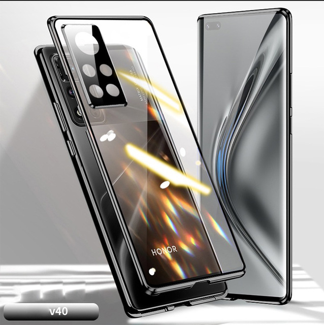 Magnetic Adsorption with Camera Lens Protector for Honor V40 Full Body Protection Double Sided Tempered Glass Case MPC04