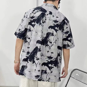 Personalizzabile stampa digitale monopetto ampia estiva ODM fornitura <span class=keywords><strong>camicia</strong></span> Casual da <span class=keywords><strong>uomo</strong></span> <span class=keywords><strong>manica</strong></span> sottile 100% poliestere - Product Image 5