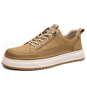 Zapatillas casuales para hombre con suela de goma antideslizante, de cuero, para caminar, estilo informal. - Product Image 5
