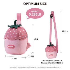 Original NOHOO Cartoon Red Cherry Satchel Sac de taille Sac à dos pour enfants <span class=keywords><strong>Cartable</strong></span> pour enfants de 2 ans Garçons Filles Enfants - Product Image 5