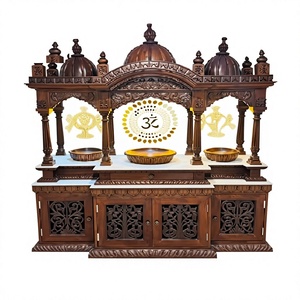 Indian Hand Carved Traditional <b>Mandir</b> for Hindu Families Big Teak Wood Pooja Temple Sagwan Wood Customized Size Manufacturer - Product Image 1