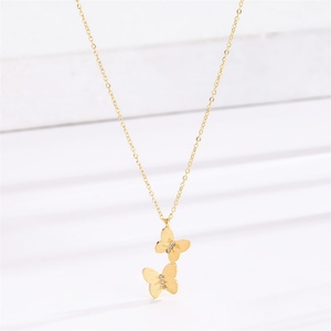 Collier pour femme de haute qualité, plaqué or, en acier inoxydable, avec pendentif papillon en zircon - Product Image 2