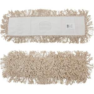 Kit de fregado en seco de algodón natural Boardwalk BWKM245C de 24 pulgadas X 5 pulgadas Cotton Head 60 Pulgadas Cesta de plástico con mango de madera para uso doméstico - Product Image 1