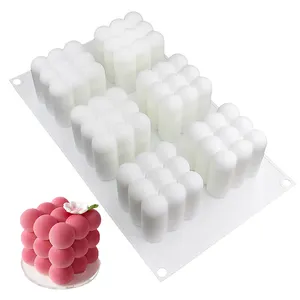 Top vente de haute qualité gâteau de mariage décoration gâteau outils 6 Cube Silicone gâteau moule 3D Cube Silicone Mousse moule