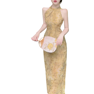 Cheongsam verde para <span class=keywords><strong>mujer</strong></span>, estilo joven, estilo <span class=keywords><strong>tradicional</strong></span> chino, gasa mejorada, vestidos de <span class=keywords><strong>mujer</strong></span> de talla grande, <span class=keywords><strong>qipao</strong></span> para <span class=keywords><strong>mujer</strong></span> - Product Image 1