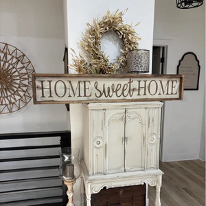 Insegna in Legno Rettangolare Rustica Stile Fattoria Eco-Friendly, Decorazione Murale Effetto Invecchiato 'Home Sweet Home' - Product Image 1
