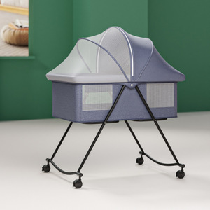 Cuna Portátil Plegable Moderna TC con Ruedas, <span class=keywords><strong>de</strong></span> Metal y Algodón, Multifuncional, con Mosquitera, <span class=keywords><strong>para</strong></span> Dormitorio, <span class=keywords><strong>de</strong></span> 0 a 36 Meses - Product Image 5