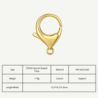 VFOOK Findings Connecteur de chaîne personnalisé en or massif 18 carats sans nickel, fermoir mousqueton pour collier et bracelet, pour bijoux DIY