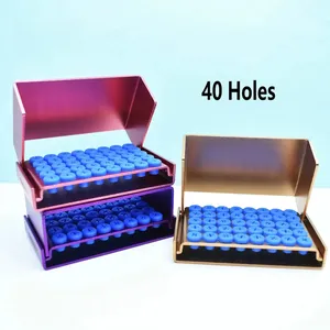 Caja metálica para fresas dentales de 40 orificios, soporte de limpieza dental, esterilizador en autoclave para alta/baja velocidad (2 unidades) - Product Image 3