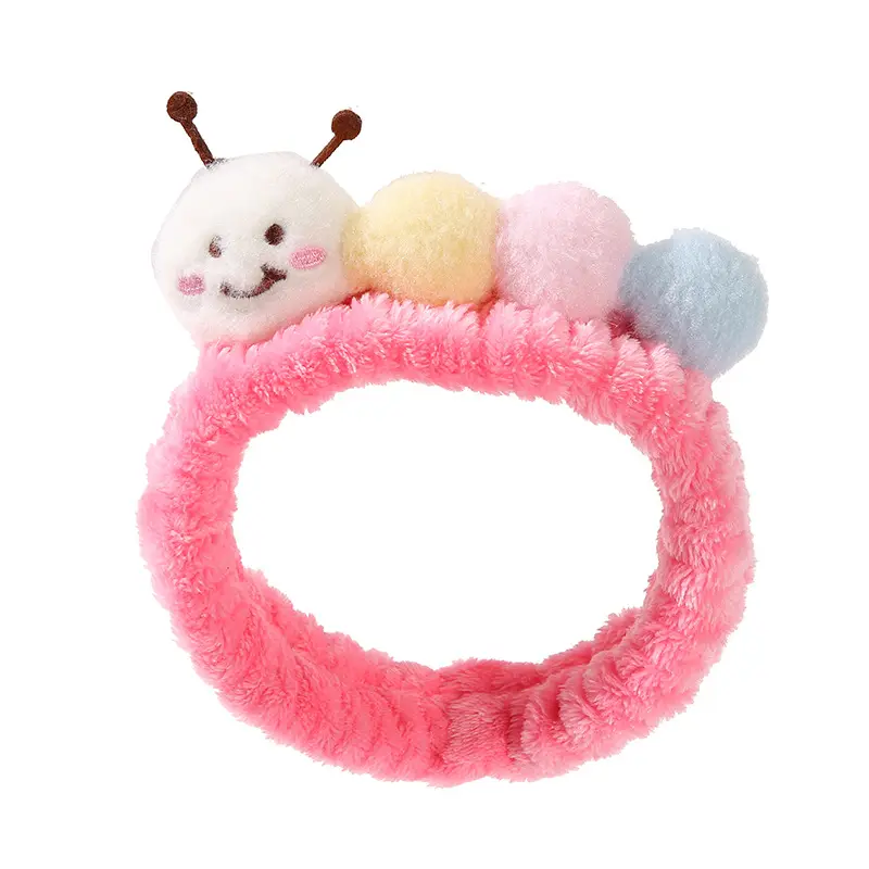 Cute Cartoon Color Caterpillar Head Belt Makeup fascia all'ingrosso di fascia per capelli per il lavaggio del viso per bambini Boutique Fashion Hairband