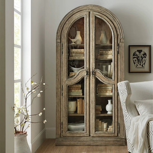 Librería de Madera Maciza de Estilo Rústico Americano, Vitrina Tallada Vintage, Mueble <span class=keywords><strong>Retro</strong></span> Francés para Sala de Estar - Product Image 1