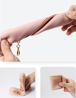 Pochette pour pinceaux de maquillage en silicone avec porte-clés, fermeture éclair, étanche, portable, organiseur de cosmétiques de voyage, logo personnalisé disponible