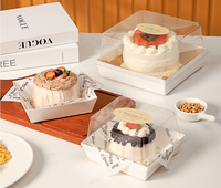 Boîte en papier une pièce biodégradable à emporter jetable avec couvercle haut en PET pour l'emballage de récipient alimentaire de cuisson de sandwich à gâteau