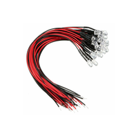 Diodes électroluminescentes LED 3 mm pré-câblées 5V/9V/12V/24V avec fil de 20 cm Rouge/Bleu/Blanc/Vert/Jaune/Multicolore