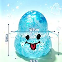 Jouet Squishy Fantôme d'Halloween en Gros, Rempli de Maltose, Pailleté, Translucide, Anti-Stress, à Presser, Viral TikTok, Très Tendance
