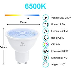 Lampada LED Antela Gu10 6500K Bianco Freddo 2.5W 450Lm Integrata Ecologica ad Alta Efficienza Luce Smart per Casa 25000 Ore 2 Anni di Garanzia - Product Image 6