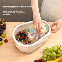 Draagbare Keuken Fruit En Groente Scrubber Nieuwe Roterende Reiniger Spinner Borstel Efficiënt Food-Grade Reinigingstool Met Wasbak