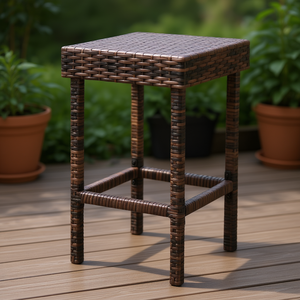 Ensemble de 5 tabourets de bar en rotin, dégradé marron, design élégant et moderne pour usage commercial - Product Image 2