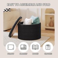 PINPLUS Grand pouf de rangement en tissu bouclé rembourré, table basse convertible, repose-pieds pliant, tabouret de salon