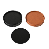 Sous-verres ronds personnalisés en cuir pour tasses à café, tapis de table durables pour boissons