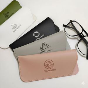 Personalized Logo Eyeglass Soft Pu Leather <b>Pouch</b>, Custom Portable Dustproof Glasses case - Product Image 1