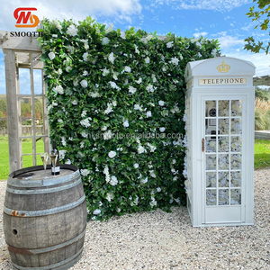 SMOOTH Luxury Events Birthday Party Decoration Fabric Backing Green Flower Wall With <b>White</b> Flowers - Product Image 1