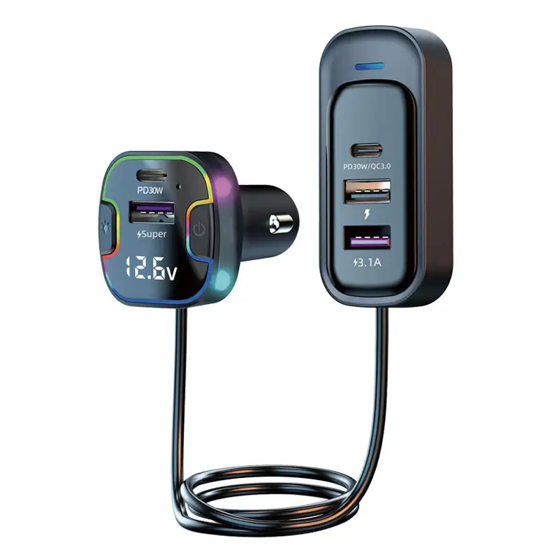 Chargeur de voiture universel PD30W pour téléphone Charge rapide 3.0 Charge rapide voiture 5 ports adaptateur chargeur USB