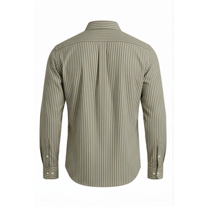 Men's Single Breasted Slim Striped Dress Shirt Long Sleeve Turn-down <b>Collar</b> Anti-Wrinkle Poplin Cotton Smart Casual Autumn Wear - Product Image 2
