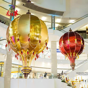Decoración Navideña Gigante, Adorno de <span class=keywords><strong>Globo</strong></span> Aerostático <span class=keywords><strong>Dorado</strong></span> y Rojo de Lujo, Decoración Navideña Colgante 3D para Centro Comercial - Product Image 3