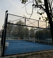 Terrain de padel QJIN, design panoramique classique robuste, terrain de padel-tennis, gazon artificiel résistant aux UV pour hôtels de luxe modernes