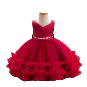 Abito da <span class=keywords><strong>bambina</strong></span> in pizzo per compleanno, <span class=keywords><strong>vestito</strong></span> invernale natalizio per bambine <span class=keywords><strong>di</strong></span> 1 anno, abiti floreali per neonate e bimbe piccole - Product Image 2