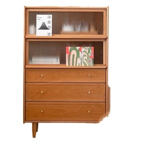 Museum Style <b>Sideboard</b> Living Room Cabinet 900mm Height 5 Compartments <b>Storage</b> Cherry Wood Solid Wood - Product Image 5