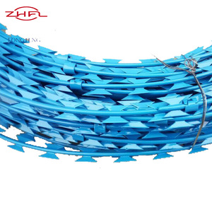 Fil de rasoir de garde individuel en rouge enroulé Cbt 65 Barebd mur de serpent droit avec des limites bleues double par fait de fil d'acier - Product Image 2