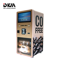 Distributeur automatique de café DKM avec écran tactile de 27 pouces, expresso fraîchement moulu, paiement par billets de banque, pièces de monnaie, cartes et code QR