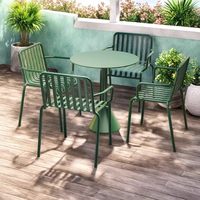 Ensemble table et chaises carrées compactes en fer forgé pour jardin/balcon/cour, idéal pour salon de thé/café - Design extérieur trois pièces résistant au vent