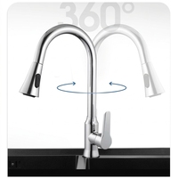Robinet de cuisine moderne en alliage de zinc à prix d'usine, mitigeur chaud/froid à poignée unique avec douchette extractible flexible