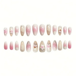 <span class=keywords><strong>Faux</strong></span> <span class=keywords><strong>ongles</strong></span> 3D en relief, dégradé rose nude, motif floral, autocollants amovibles pour extensions d'<span class=keywords><strong>ongles</strong></span>, vente en gros - Product Image 2