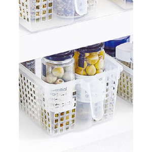 N. 2 maniglia trasparente 30x30x11cm cesto di metallo eco-friendly appeso per bagno cucina cibo PC ferro legno PC - Product Image 1