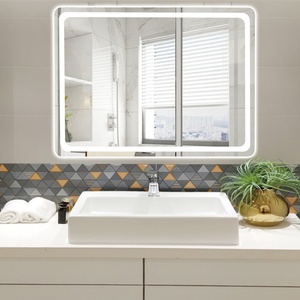 Miroir de salle de bain LED carré moderne, éclairage intégré, nouveau, étanche, anti-buée, écran tactile intelligent, miroir rectangulaire avec lumière - Product Image 5