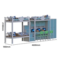 Lit superposé moderne en métal pliable et réglable avec bureau et rangement pour étudiants, appartements, hôtels