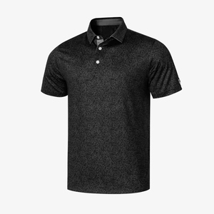 Chemises polo de golf pour hommes de marque de luxe, coupe ajustée, imprimé floral extensible, 88% polyester, 12% élasthanne, OEM - Product Image 2