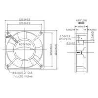 YCCFAN 120x120x38mm 1238 YAL1238S1 Precio de fábrica Impermeable Ip55 Ventilador axial 220V Ac Ventilador axial