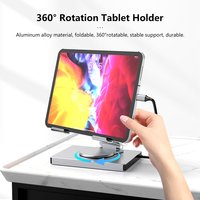 Support pour iPad Pro avec hub USB-C, design pliable à 360° °   Station d'accueil multiport rotative, adaptateur 9 en 1 avec LAN 4K HD SD/TF USB 3.0