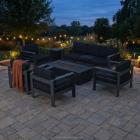 Conjunto de Sofás Modulares de Aluminio para Patio Exterior, Moderno y Lujoso, Resistente a la Intemperie, con Asientos Profundos, para Jardín, Terraza, Balcón o Porche